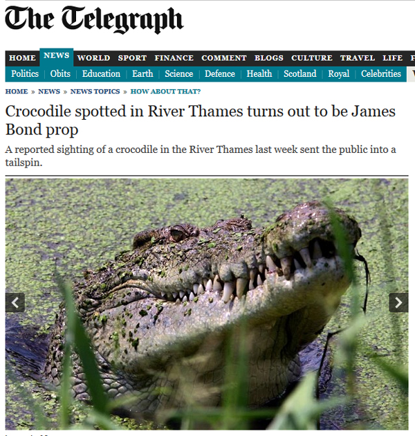 Sighitng-James-Bond-Crocodile-Live-Let-Die-River-Thames-London-Telegraph-Portal