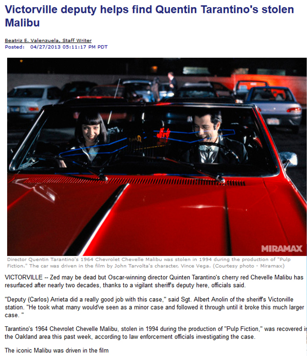 Pulp-Fiction-Stolen-cherry-red-1964-Chevrolet-Chevelle-Malibu-Vince-Vega-Recovered-Quentin-Tarantino-Movie-Prop-Car