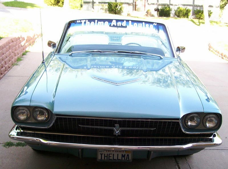 Thelma Louise movie car 1966 Thunderbird convertible Brad Pitt signing Thelma Louise movie car 1966 Thunderbird convertible Brad Pitt signing