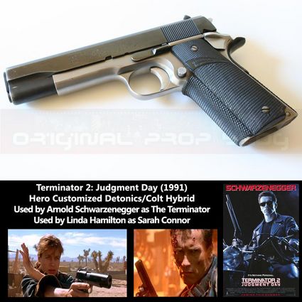 Terminator 2 Judgment Day Custom Colt Detonics Sidearm Pistol Used by Linda Hamilton as Sarah Connor Used by Arnold Schwarzenegger Prop x425