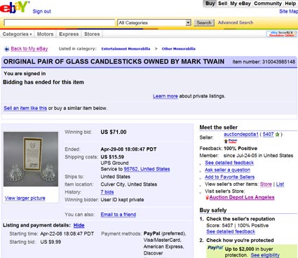 Ended eBay Auction