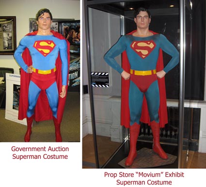 government auction v prop store movium superman costume comparison