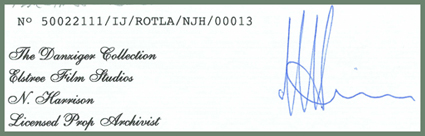 Typical-N-Harrison-Danziger-Collection-COA-Signature-Example-Elstree-Props Typical-N-Harrison-Danziger-Collection-COA-Signature-Example-Elstree-Props