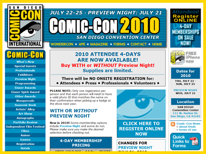 comic con diego san tickets 2010 july event 25th 21st held prop coverage past events two original