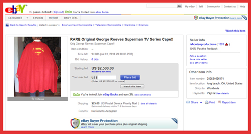 RARE-Original-George-Reeves-Superman-TV-Cape-Portal-Redirect-eBay-x500
