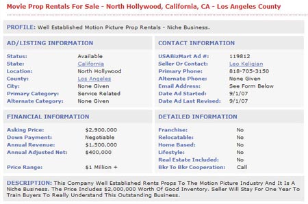 Movie Prop Rental Sale x450