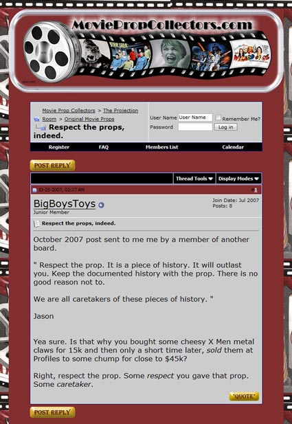 Movie Prop Collectors Forum Respect