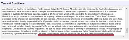 Hollywood Roadshow Terms & Conditions from Listing x425