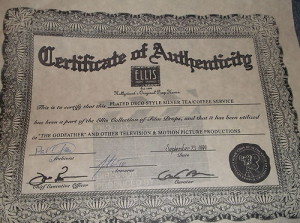 Revisiting Ellis Props &amp; Graphics – Certificates of Authenticity (COAs ...