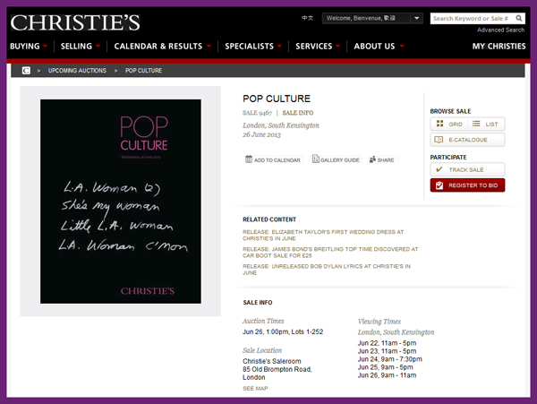 Christies-Pop-Culture-Hollywood-Auction-Music-Memorabilia-South-Kensington-London-Catalog-Online-TV-Movie-Prop-and-Costume-Sale-Event-June-2013