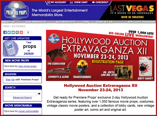 Premiere-Props-Hollywood-Extravaganza-IXII-TV-Movie-Prop-Costume-Hollywood-Memorabilia-Live-Auction-Catalog-Portal