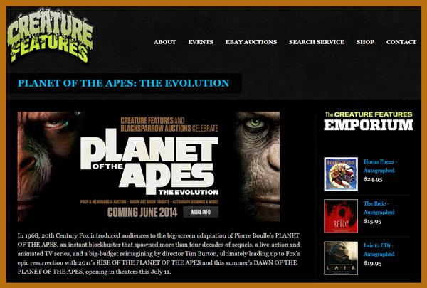 Blacksparrow-Auctions-Creature-Features-Auction-of-the-Apes-Center-for-Great-Apes-Props-Costumes-Creature-Features-Website-Portal