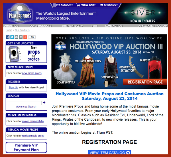Premiere-Props-Hollywood-VIP-Auction-August-2014-Movie-Prop-Costume-Sale-Event-Portal